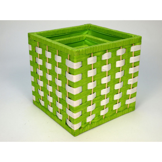 Úložné boxy s výpletem z přírodního provázku v zelené barvě